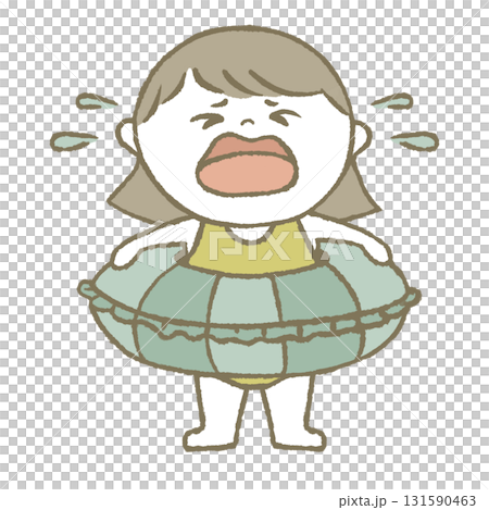 浮き輪を持った水着の子供 泣き顔 浮き輪を持った水着の子供 泣き顔 131590463