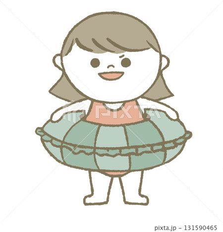 浮き輪を持った水着の子供　どや顔 131590465