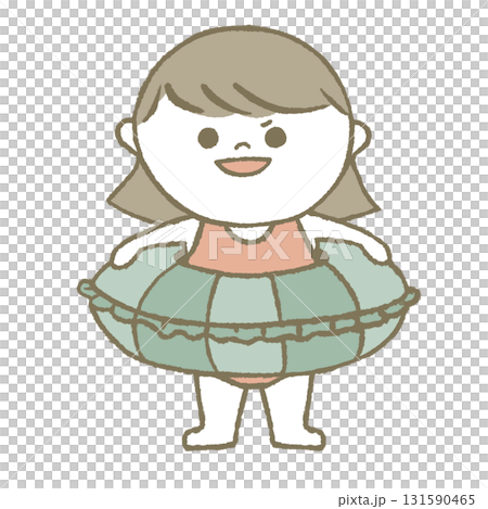 浮き輪を持った水着の子供　どや顔 131590465