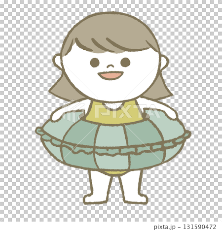 浮き輪を持った水着の子供 131590472
