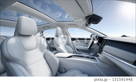 白革シートとパノラマ天井の車内全体の様子 131591448