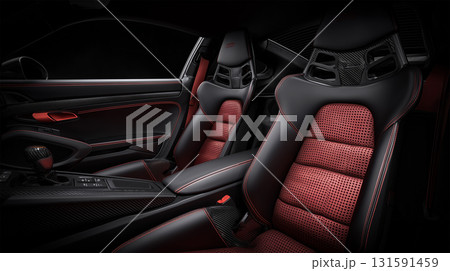 赤黒ツートンとスポーツ車内全体の様子ディテール 131591459