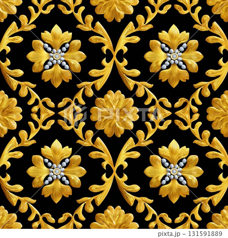 Luxurious Gold and Silver Arches Seamless Pattern 131591889