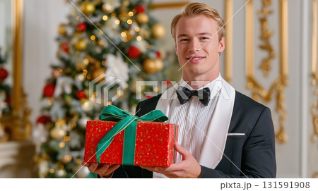 Seamless Luxurious Black and Golden Floral Embellishments  Pattern 131591908