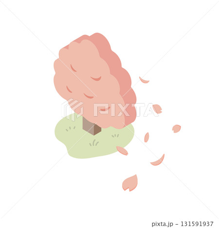 桜の木から舞い散る花びらのアイソメトリックなベクターイラスト(春・新生活・お花見・桜吹雪) 桜の木から舞い散る花びらのアイソメトリックなベクターイラスト(春・新生活・お花見・桜吹雪) 131591937
