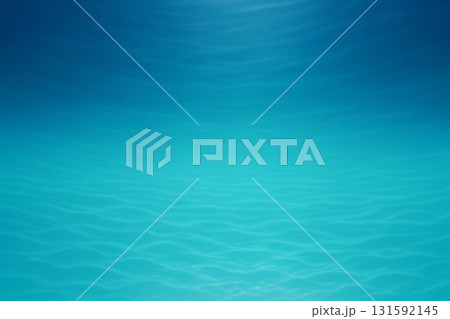 【癒やしの水中世界】海底の砂紋と水面に差し込む光が美しい青い海の背景 131592145