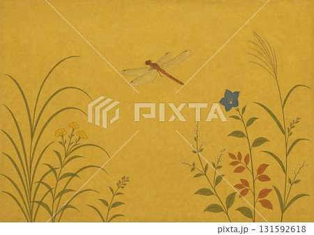 秋草と赤とんぼ 131592618