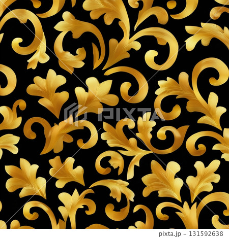 Seamless Luxurious Black and Golden Floral Embellishments  Pattern Seamless Luxurious Black and Golden Floral Embellishments  Pattern 131592638