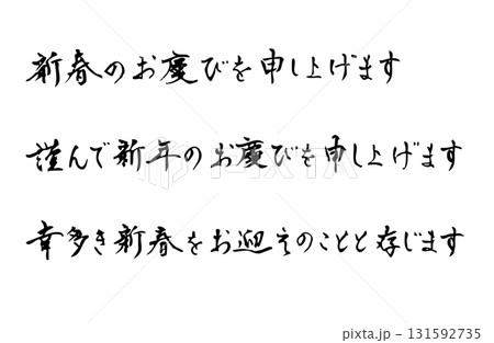 新年の始まりのあいさつをベクターで描いたシンプルなモノクロの手書き風文字 新年の始まりのあいさつをベクターで描いたシンプルなモノクロの手書き風文字 131592735