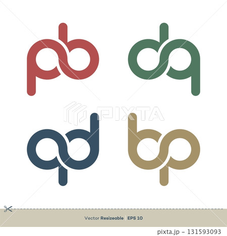 P B, D Q, Q D, B P Letter Logo Template Vector Illustration Design 131593093