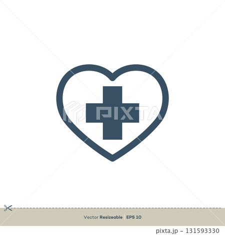 Cross and Love Icon Vector Logo Template Illustration Design 131593330