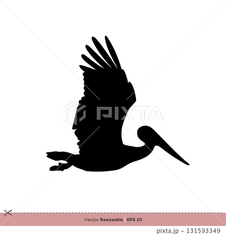 Pelican - Bird Silhouette Vector Logo Template Illustration Design 131593349