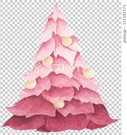 Pink Christmas Tree Watercolor Illustration, Cute Watercolor Pine Decoration for Greeting Card Design, Sweet Festive Decoration. Pink Christmas Tree Watercolor Illustration, Cute Watercolor Pine Decoration for Greeting Card Design, Sweet Festive Decoration. 131593571
