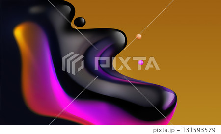 Fluid shapes in shades of black, pink, and orange create an intriguing abstract scene with a warm golden backdrop. Fluid shapes in shades of black, pink, and orange create an intriguing abstract scene with a warm golden backdrop. 131593579