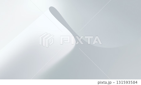 A smooth white paper surface displaying gentle curves and soft shadows, creating a clean and minimalist aesthetic. 131593584
