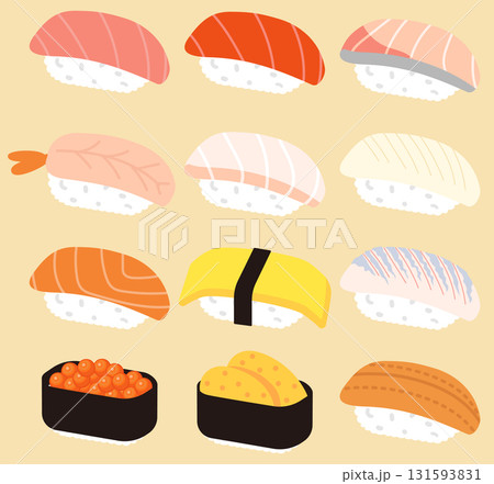 お寿司のイラストセット 131593831