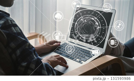 Data backup cloud system network connection concept Gist 131593986