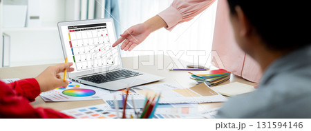 Calendar on computer software application for brisk schedule planning 131594146