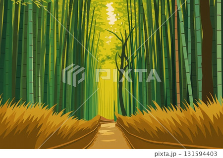 京都嵐山　竹林の小径　イメージ　ベクター 131594403