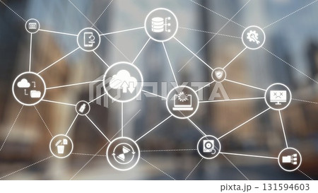 Data backup cloud system network connection concept Gist 131594603