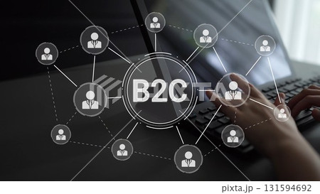 B2C Business Model with Consumer Delivery, Retail, and Growth Icons Muxer B2C Business Model with Consumer Delivery, Retail, and Growth Icons Muxer 131594692