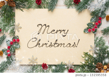 メリークリスマスの文字入りのクリスマスフレーム 131595358