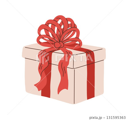 Cartoon Christmas gift box vector illustration. Xmas holiday presents isolated on white background. Valentines day clipart 131595363
