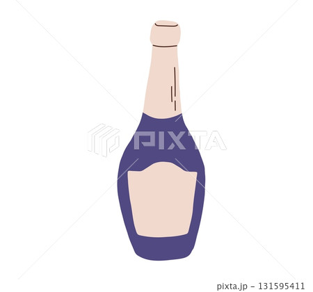 Cartoon Champaign wine bottle vector illustration. Alcohol drink for celebration Christmas, birthday, wedding 131595411