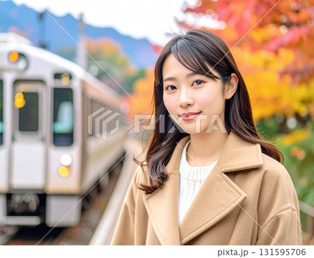 駅のホームに立つ女性 駅のホームに立つ女性 131595706