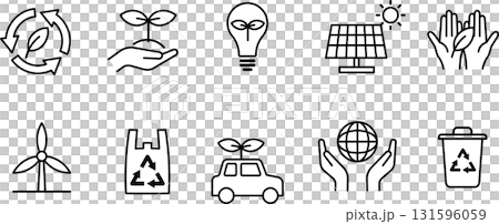 Earth, environment, eco, ecology icon set in black and white Earth, environment, eco, ecology icon set in black and white 131596059