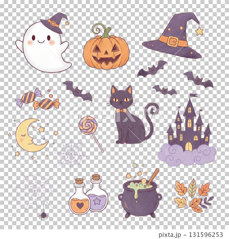 Cute Halloween hand drawn illustration material 131596253