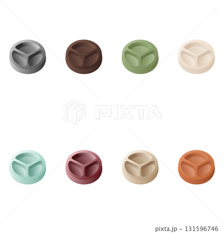 犬用器セットイラスト（8色・カラフル・スタイリッシュ） 131596746