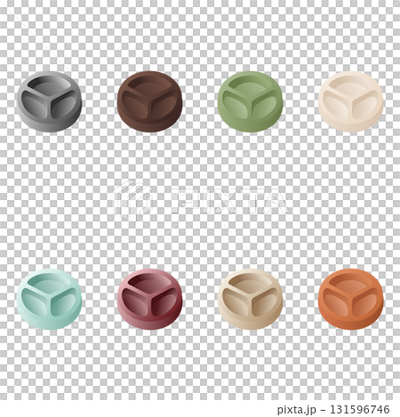 犬用器セットイラスト（8色・カラフル・スタイリッシュ） 131596746