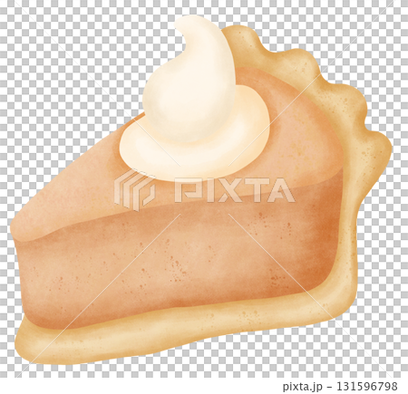 Pumpkin pie slice autumn harvest in watercolor style of seasonal food for holiday celebration 131596798