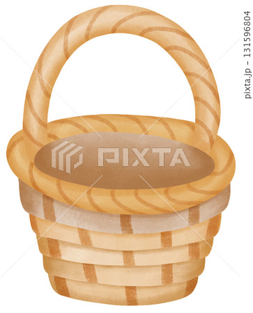 Basket autumn harvest in watercolor style of seasonal food for holiday celebration 131596804