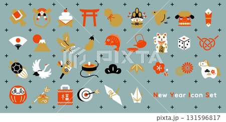 お正月のアイコンセット 131596817