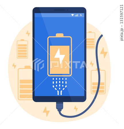 Mobile Phone Charging Battery by USB Cable for Mobile Technology Concept Illustration Clip Art Mobile Phone Charging Battery by USB Cable for Mobile Technology Concept Illustration Clip Art 131597121