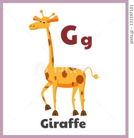 Giraffe letter G english alphabet card children 131597181