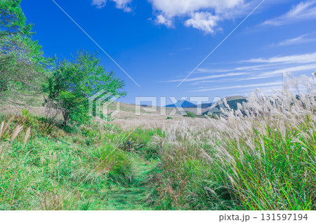 美ヶ原高原の風景　青空と高原 131597194