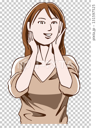 皮膚狀態好而開心興奮的家庭主婦 皮膚狀態好而開心興奮的家庭主婦 131597525