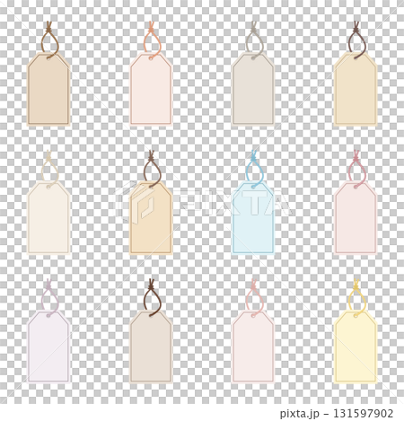 附繩禮物標籤，12 種顏色（自然色、柔和色、優雅色） 131597902