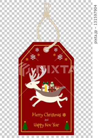 紅色馴鹿和禮品標籤（用於商店和禮品包裝） 131597904
