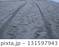 砂浜についた車の轍 131597943