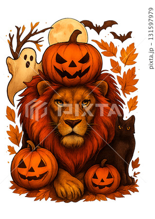 動物とハロウィンの共演 動物とハロウィンの共演 131597979