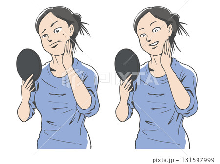 お肌のシミが気になる中年女性のビフォーアフター 131597999