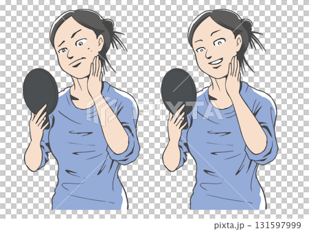 お肌のシミが気になる中年女性のビフォーアフター 131597999