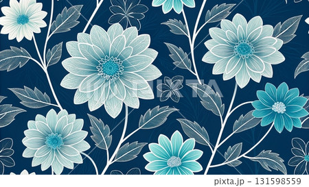 Seamless floral pattern Cool tone background  Seamless floral pattern Cool tone background  131598559