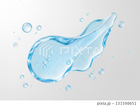 透明感のある青い美容液テクスチャーと気泡のイメージ 131598651
