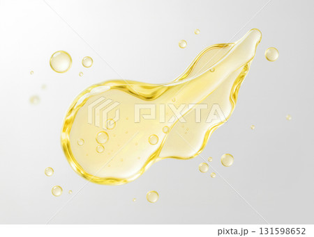 ゴールド系のオイル美容液テクスチャーと気泡の抽象表現 131598652