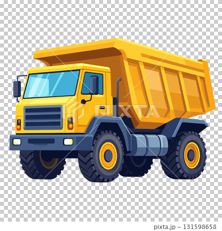 The yellow dump truck at the civil engineering construction site shines, giving a sense of strength and growth. 131598658